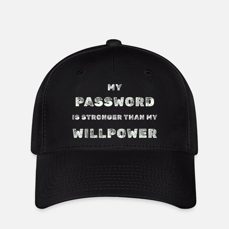 Strong Password – IT Humor Tee - Flexfit Cap - black