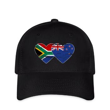 South Africa New Zealand Flag Heart Used - Flexfit Cap - black - Front
