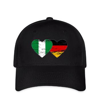 Nigeria Germany flag heart used - Flexfit Cap - black - Front