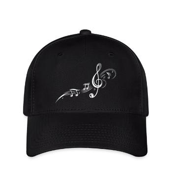 Musique, clef, étoiles et notes de musique. - Casquette Flexfit - noir - Devant