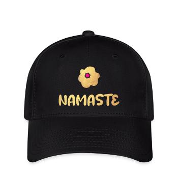 Namaste Yoga Blume Gold Meditation vibes om - Flexfit Cap - Schwarz - Vorne