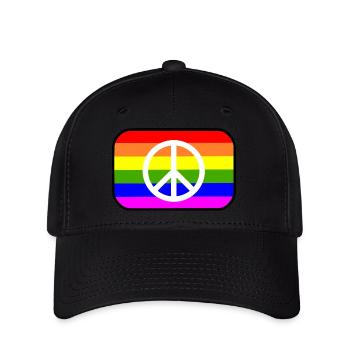 Signe de paix sur le drapeau arc-en-ciel LGBT - Casquette Flexfit - noir - Devant