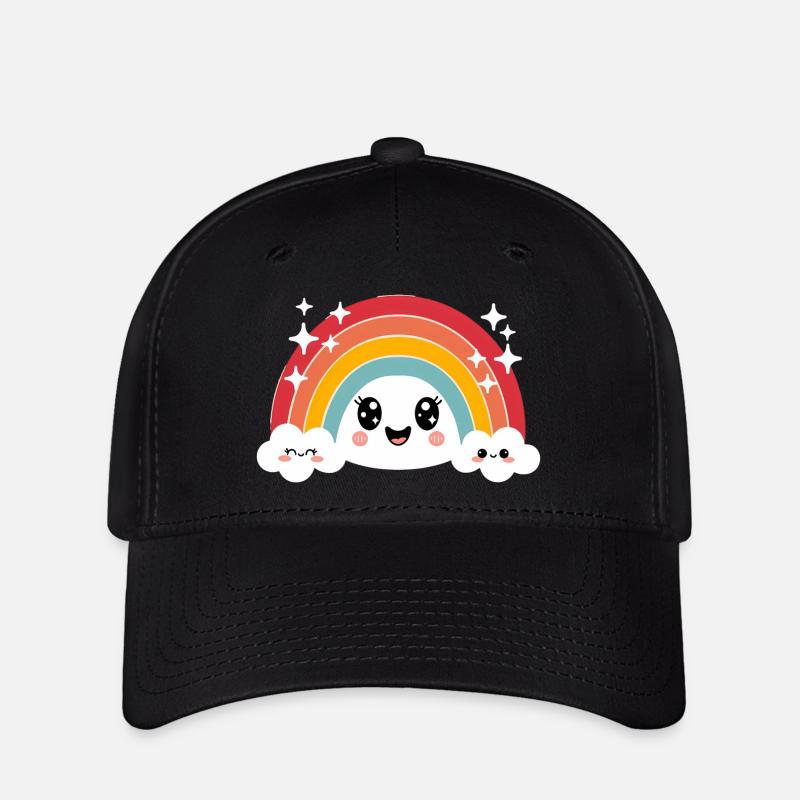 Kawaii Cute Rainbow - Flexfit Cap - black