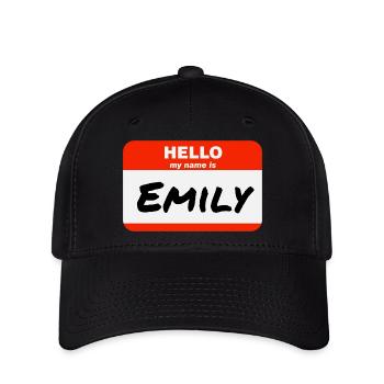 Bonjour, je m’appelle Emily Étiquette Nom Tag - Casquette Flexfit - noir - Devant