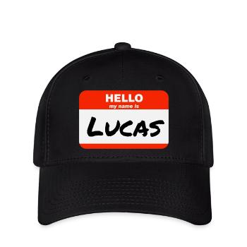 Bonjour, je m’appelle Lucas Étiquette Nom Tag - Casquette Flexfit - noir - Devant