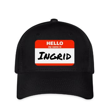 Bonjour, je m’appelle Ingrid Étiquette Nom Tag - Casquette Flexfit - noir - Devant