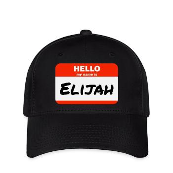 Hello My Name Is Elijah Etikett Namensschild - Flexfit Cap - Schwarz - Vorne