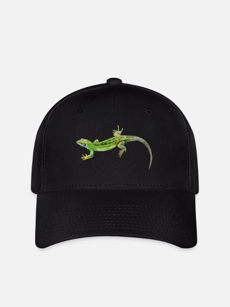 Motif vert gecko - Casquette Flexfit - noir