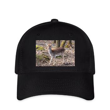 Fallow Deer (in german Damwild or Damhirsch) Dama - Flexfit Cap - black - Front