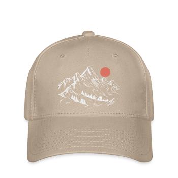 Schneebedeckte Gipfel unter roter Sonne - Flexfit Cap - Khaki - Vorne