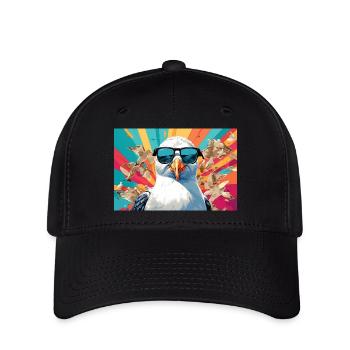 Coole Möwe im Getümmel - Flexfit Cap - Schwarz - Vorne
