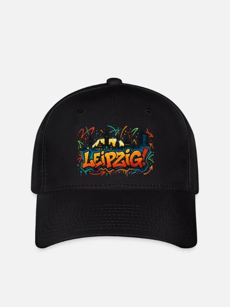 Graffiti Leipzig Skyline - Flexfit Cap - Schwarz