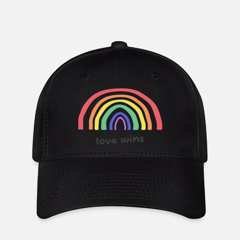 Liebesgrafik Liebe gewinnt Regenbogen - Flexfit Cap - Schwarz
