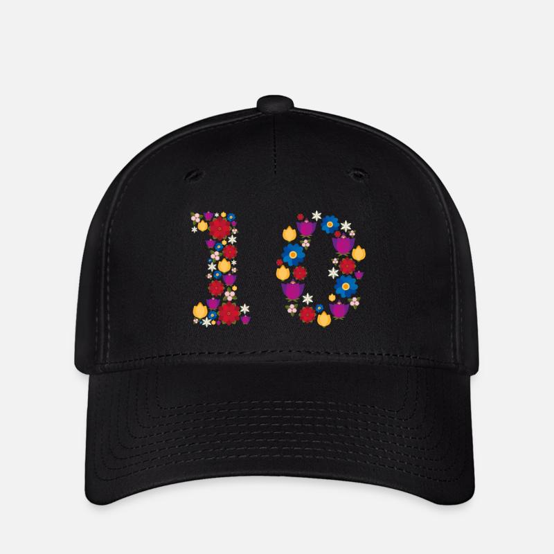 Flowers 10 - Flexfit Cap - Schwarz