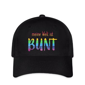 Meine Welt ist bunt - Regenbogen -fröhlich - Flexfit Cap - Schwarz - Vorne