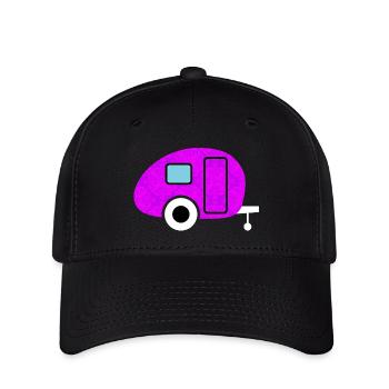Caravan Caravan Camping Camper wallpaper pink retro - Flexfit Cap - black - Front
