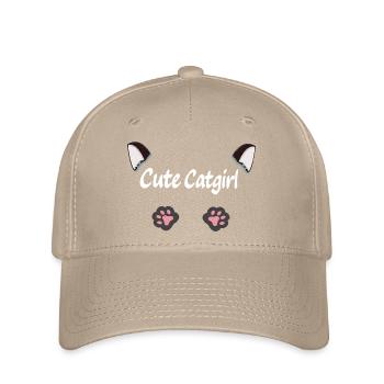 cute Cat girl, Ohren, tier tatzen - Flexfit Cap - Khaki - Vorne