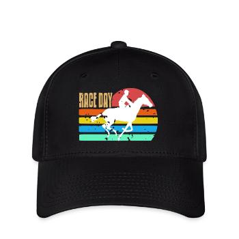 Race Day Retro Horse Racing Track Day Pride - Flexfit Cap - Schwarz - Vorne