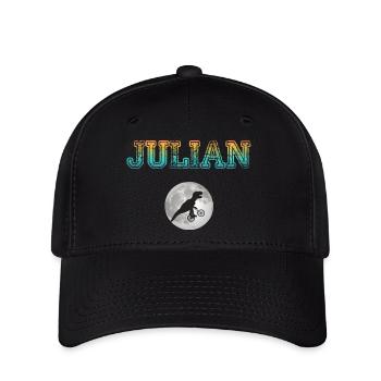 JULIAN - Beautiful boy name with dinosaur - Flexfit Cap - black - Front
