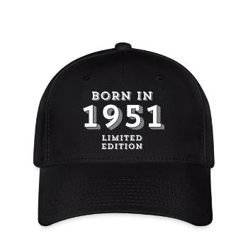 année de naissance, 1951, 73 ans - Casquette Flexfit - noir - Devant