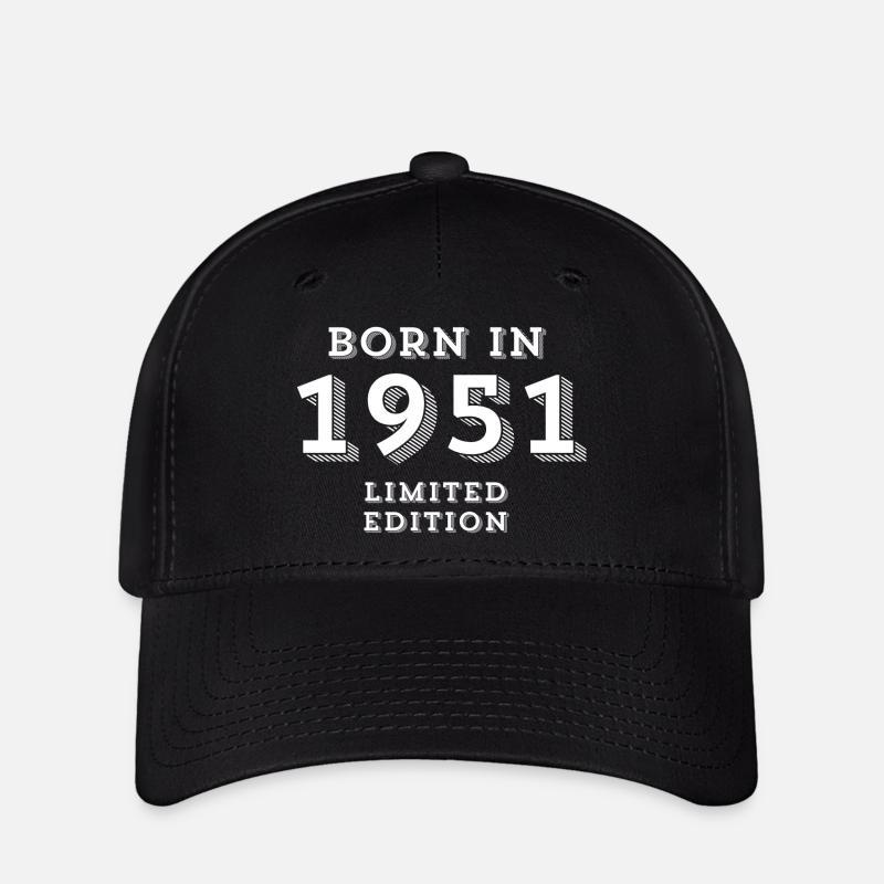 année de naissance, 1951, 73 ans - Casquette Flexfit - noir