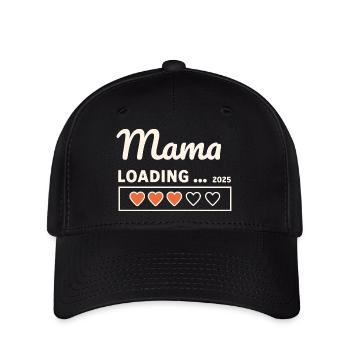 Mom Loading Baby 2025 Idée cadeau enceinte - Casquette Flexfit - noir - Devant