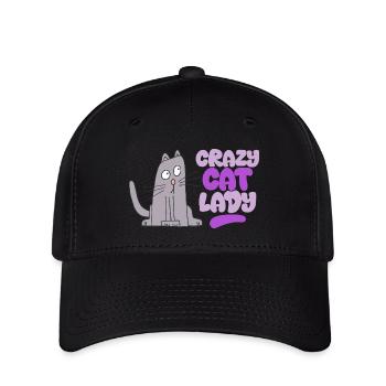 Crazy Cat Lady - Flexfit Cap - Schwarz - Vorne
