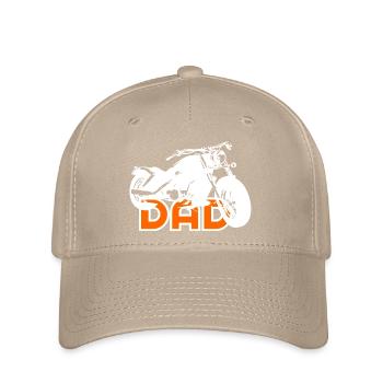 Biker DAD Blanc / Orange moto - Casquette Flexfit - kaki - Devant