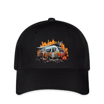 Soirée au coin du feu. Vacances rétro. - Casquette Flexfit - noir - Devant