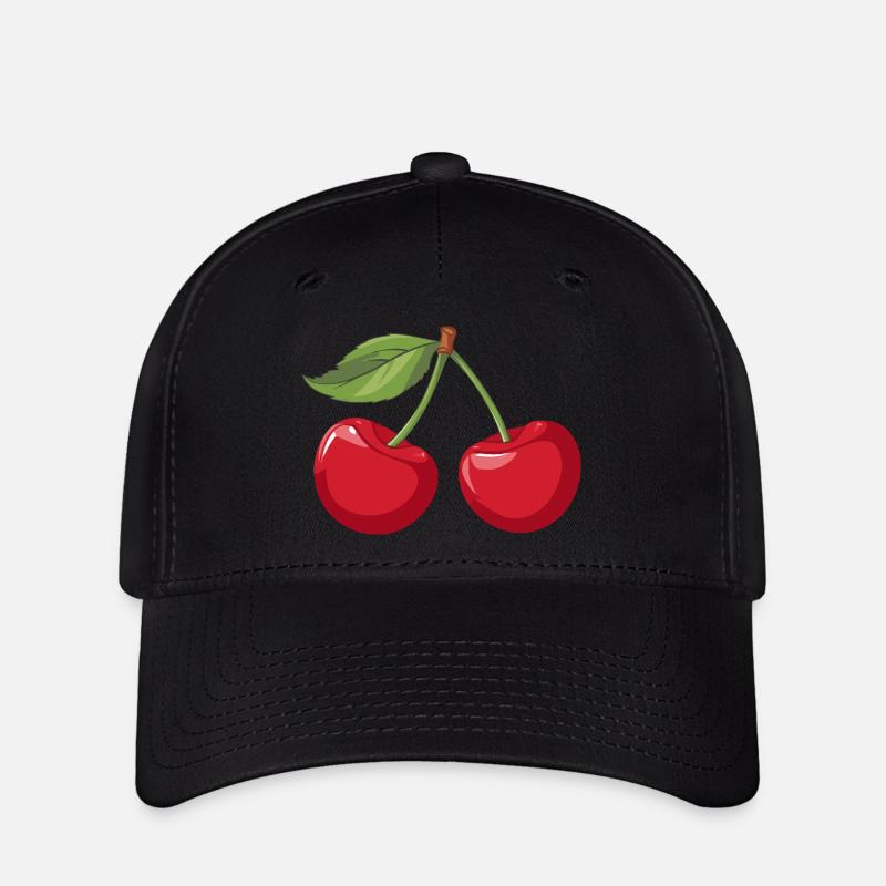 Vibrant Cherry Illustration - Flexfit Cap - black