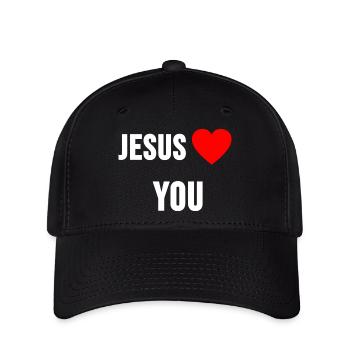 Jésus t’aime - Casquette Flexfit - noir - Devant