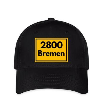 Ortsschild - damals Retro alte PLZ 2800 BREMEN - Flexfit Cap - Schwarz - Vorne