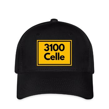 Ortsschild - damals Retro alte PLZ 3100 CELLE - Flexfit Cap - Schwarz - Vorne