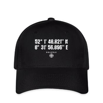 Bielefeld Geocacher Globetrotter Geschenk - Flexfit Cap - Schwarz - Vorne