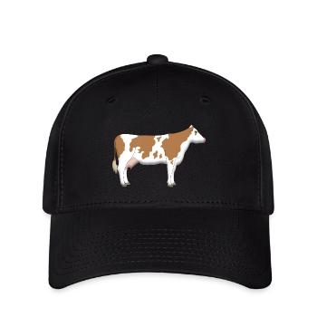 Kuh Fleckvieh Seite - Flexfit Cap - Schwarz - Vorne