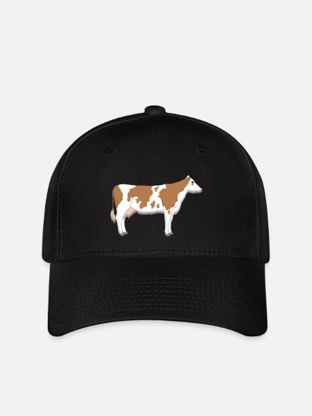 Kuh Fleckvieh Seite - Flexfit Cap - Schwarz