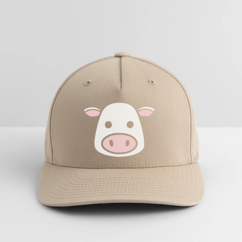 Cute Cow Head Face Comic Vector Flexfit Cap