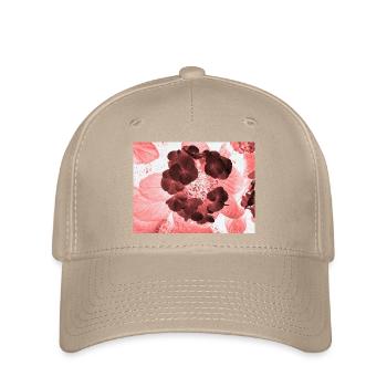 Rote Hydrangea Florales Muster - Flexfit Cap - Khaki - Vorne