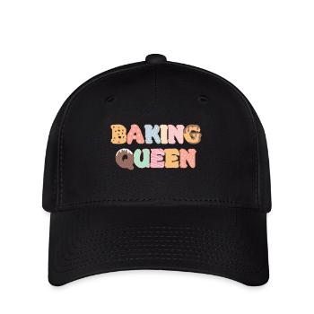 Baking Queen personalisierbar - Flexfit Cap - Schwarz - Vorne