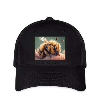 Niedliche Tiere, die Winterschlaf halten – Biene - Flexfit Cap - Schwarz - Vorne