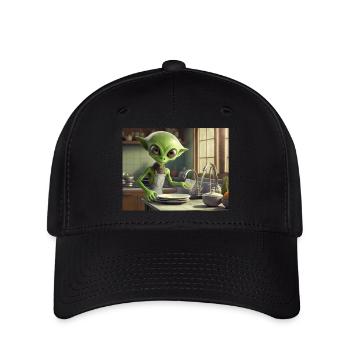 mignon petit vert rétro vintage alien tous les jours - Casquette Flexfit - noir - Devant