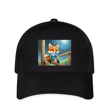 Niedlicher kleiner Teufel Fuchs Alltag – Spielplatz - Flexfit Cap - Schwarz - Vorne