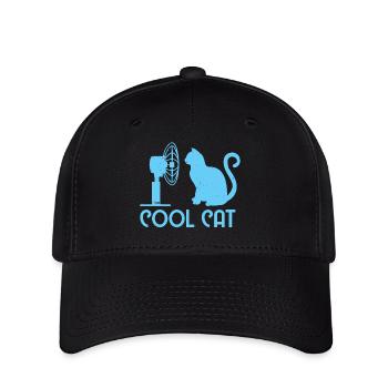 Cool Cat / Katze Bo-Grafik - Flexfit Cap - Schwarz - Vorne