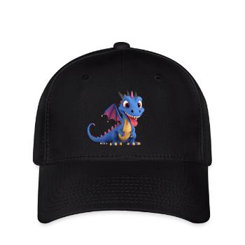 Ein niedliches Drachen Monster mit langer Zunge - Flexfit Cap - Schwarz - Vorne