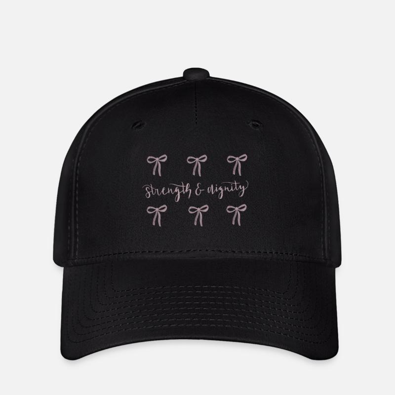 Strength & Dignity Bow design - Proverbs 31:25 - Flexfit Cap - black