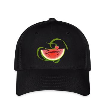 Morceau de pastèque avec police décorative -Été - Casquette Flexfit - noir - Devant