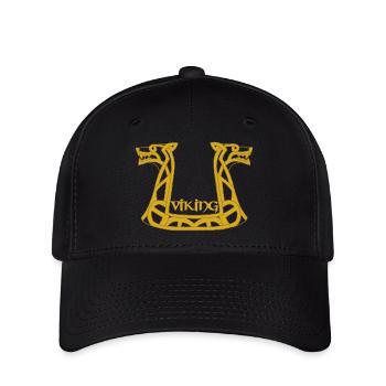 Goldener Wikinger-Drache - Flexfit Cap - Schwarz - Vorne