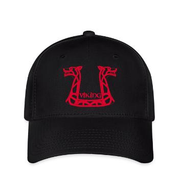 Roter Wikinger-Drache - Flexfit Cap - Schwarz - Vorne