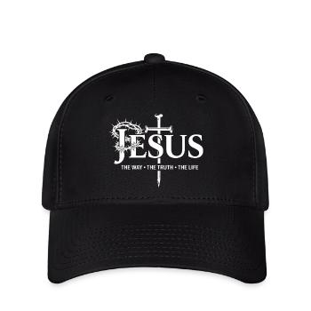 Jesus Cross: The Way Truth Living God Faith - Flexfit Cap - black - Front
