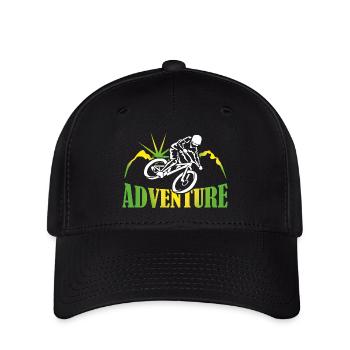 MTB Downhill Fahrradtour Bike Adventure - Flexfit Cap - Schwarz - Vorne